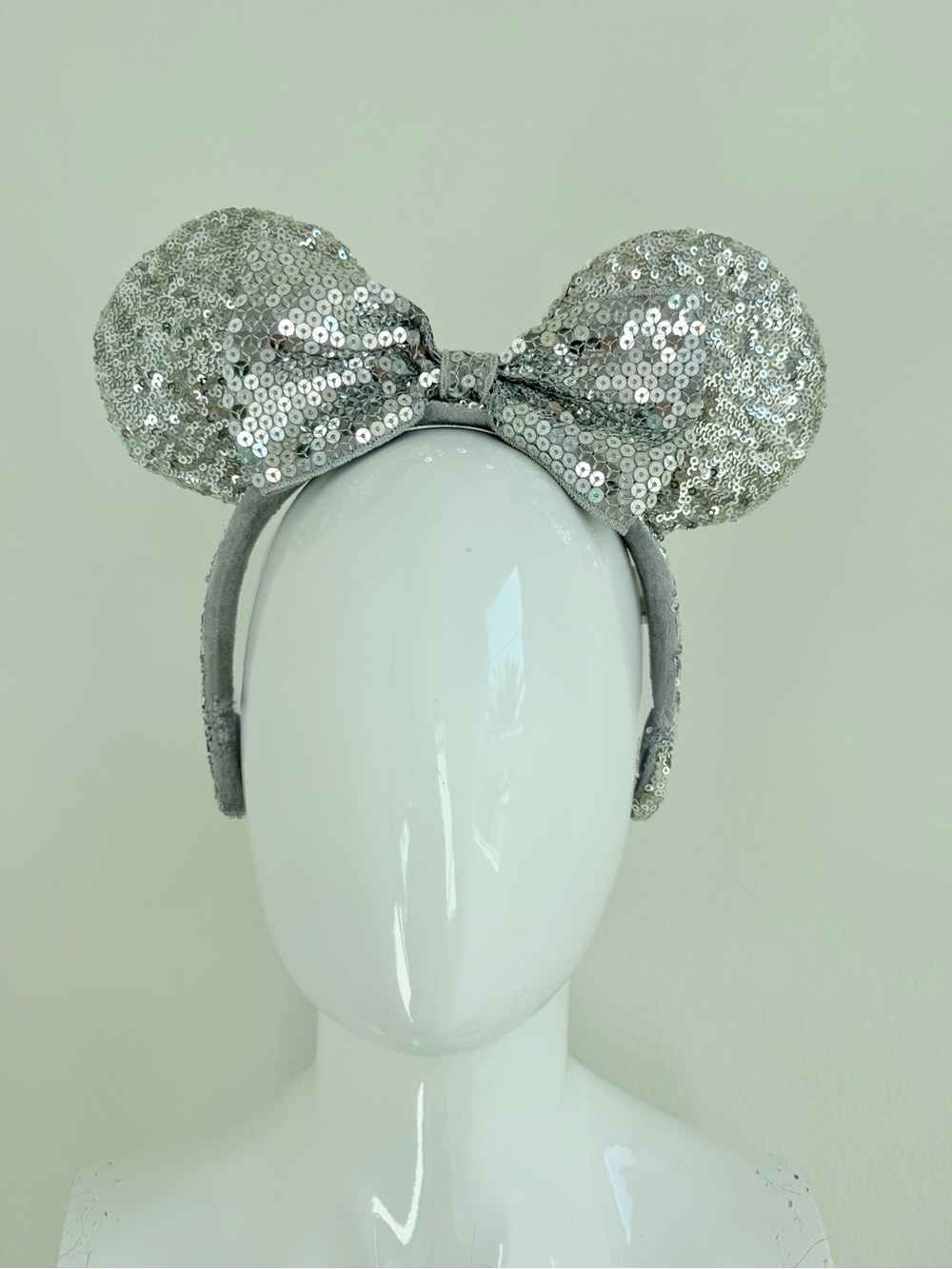 Silver Sequin Minnie Mouse ears